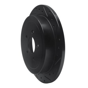 Lincoln Town Car Brake Rotor (1) - Rear Right - R1 Concepts - Drilled & Slotted - Black - `03-`11